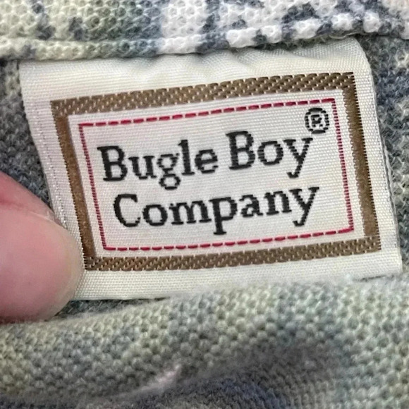 Vintage Bugle Boy Hawaiian Print Polo — Light Green & Tan Floral / 90s / XXL - Picture 8 of 10